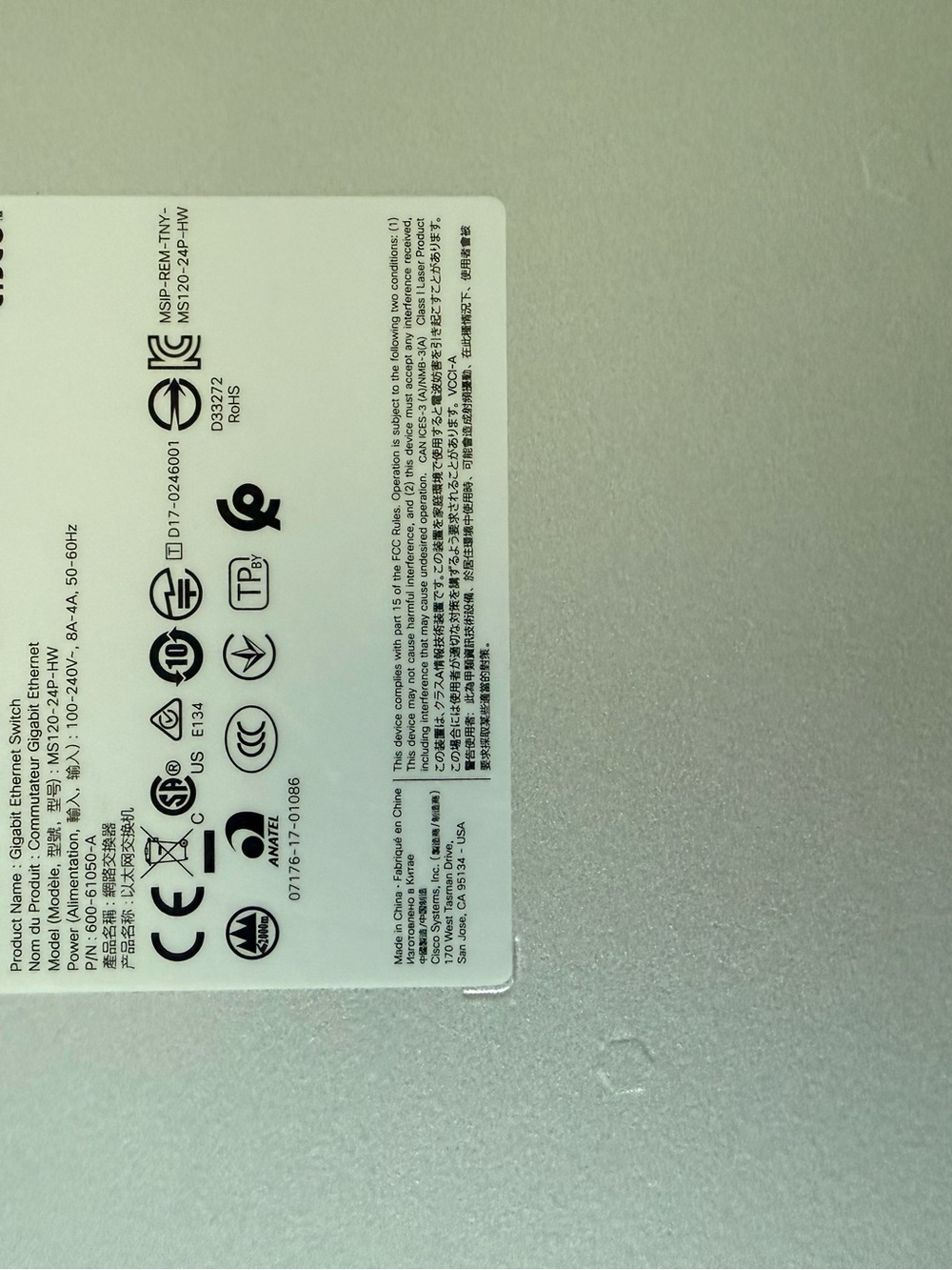 Cisco Meraki MS120-24P Switch